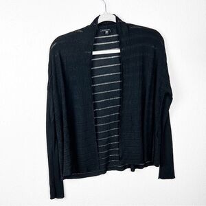 Eileen Fisher Black Linear Viscose Melange Cardigan Size Small